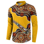 Didgeridoo Button Sweatshirt Aboriginal Dot Painting Indigenous Traditional Instrument
