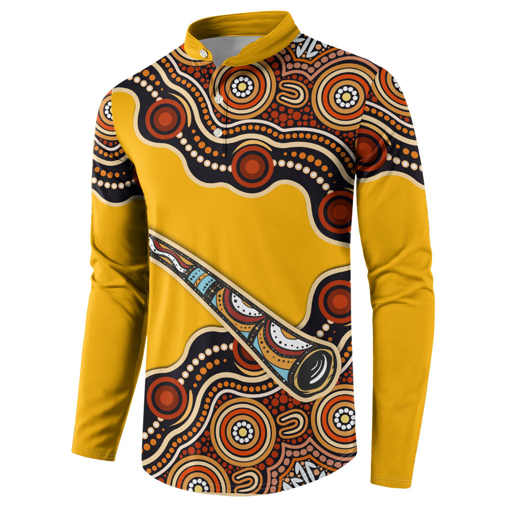 Didgeridoo Button Sweatshirt Aboriginal Dot Painting Indigenous Traditional Instrument