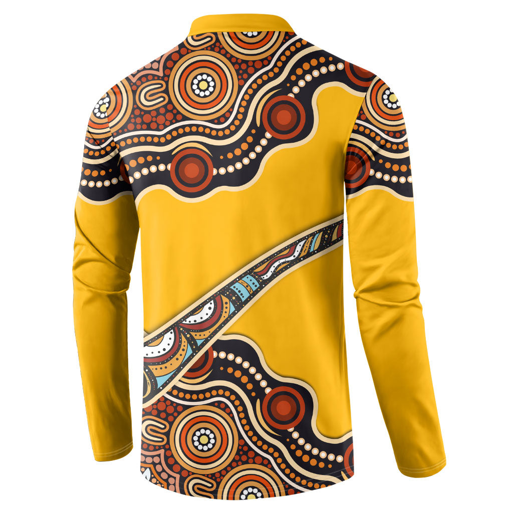 Didgeridoo Button Sweatshirt Aboriginal Dot Painting Indigenous Traditional Instrument
