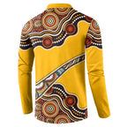 Didgeridoo Button Sweatshirt Aboriginal Dot Painting Indigenous Traditional Instrument