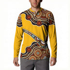 Didgeridoo Button Sweatshirt Aboriginal Dot Painting Indigenous Traditional Instrument