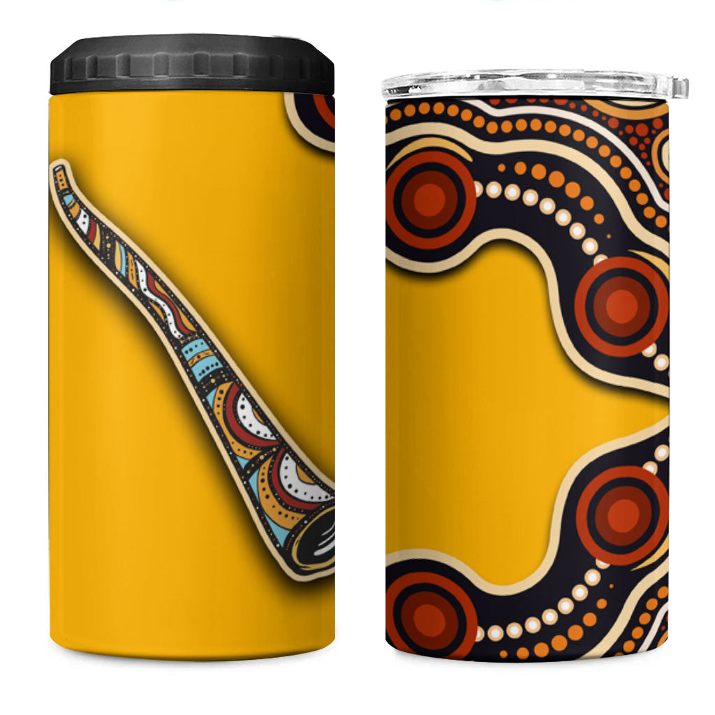 Didgeridoo 4 in 1 Can Cooler Tumbler Aboriginal Dot Painting Indigenous Traditional Instrument