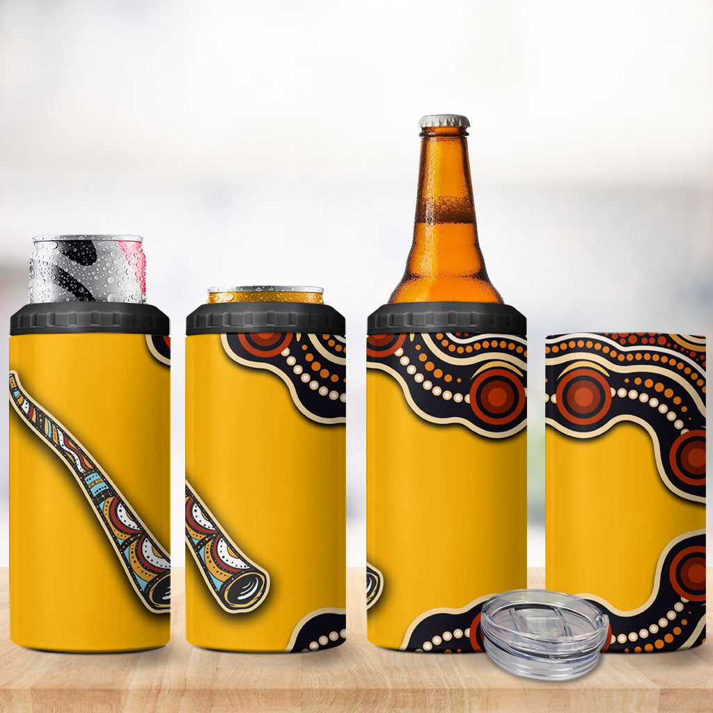 Didgeridoo 4 in 1 Can Cooler Tumbler Aboriginal Dot Painting Indigenous Traditional Instrument