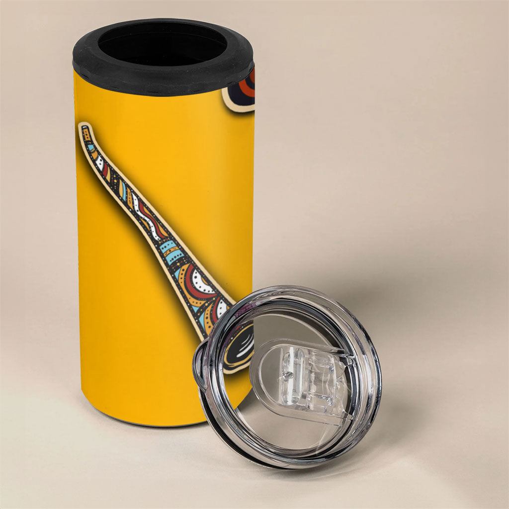 Didgeridoo 4 in 1 Can Cooler Tumbler Aboriginal Dot Painting Indigenous Traditional Instrument