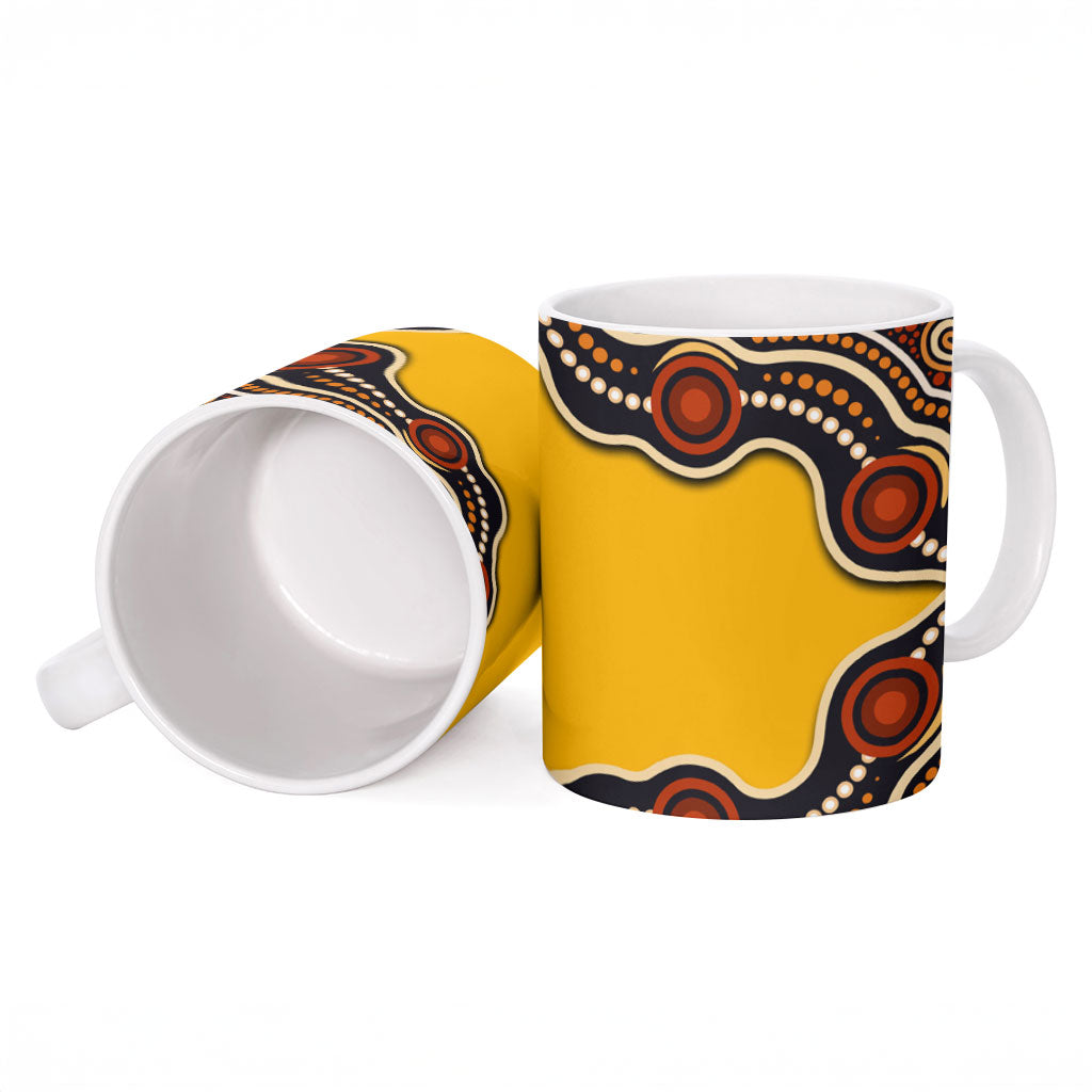 Didgeridoo Ceramic Mug Aboriginal Dot Painting Indigenous Traditional Instrument