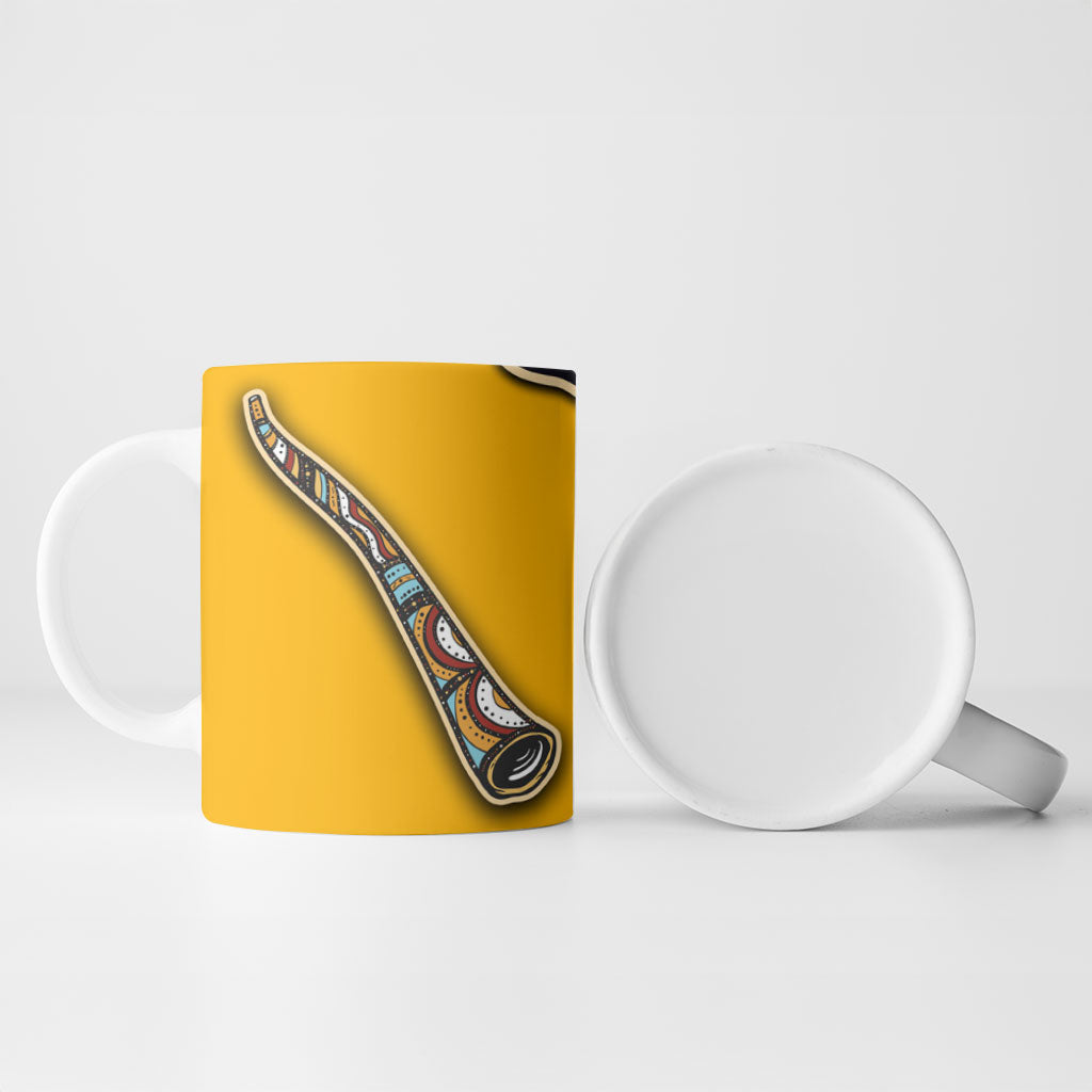 Didgeridoo Ceramic Mug Aboriginal Dot Painting Indigenous Traditional Instrument