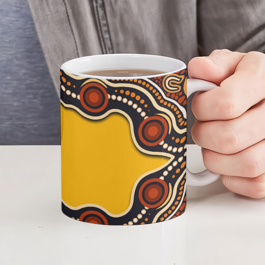 Didgeridoo Ceramic Mug Aboriginal Dot Painting Indigenous Traditional Instrument