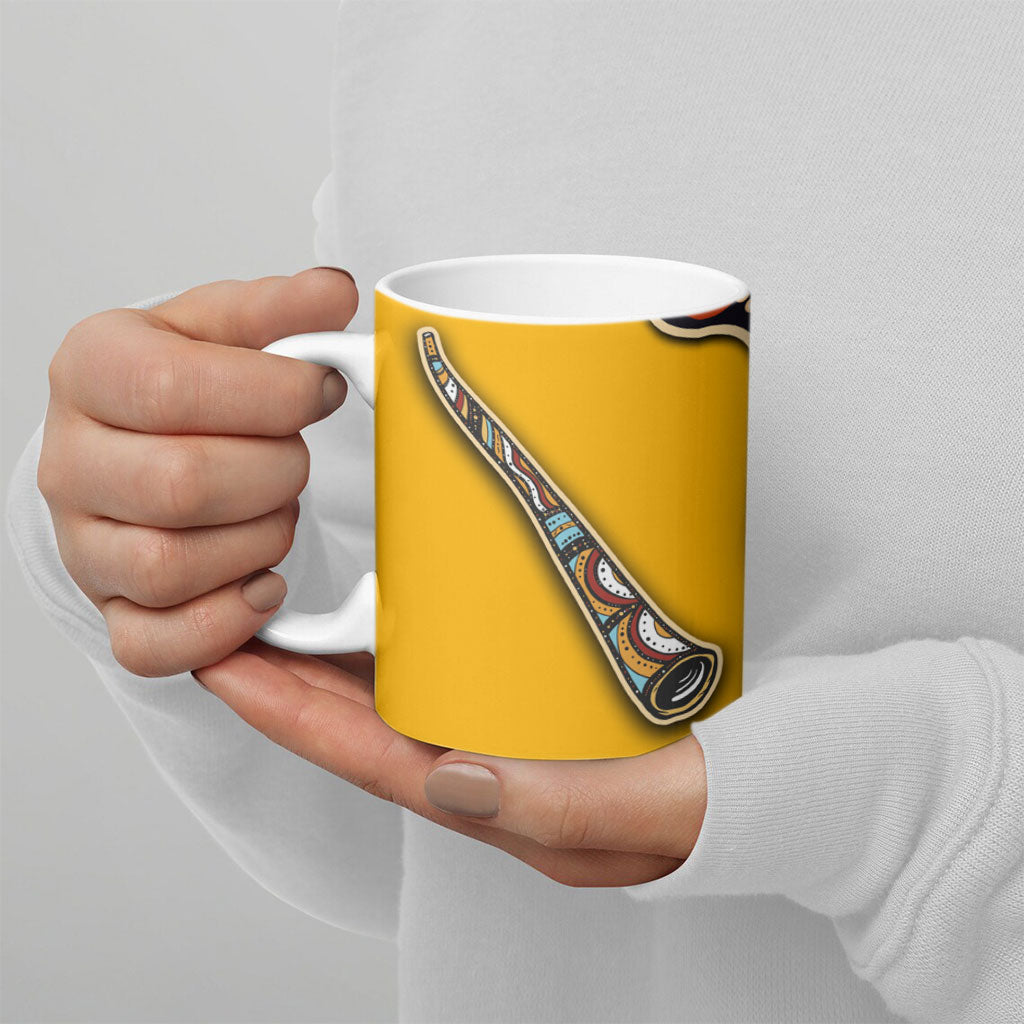 Didgeridoo Ceramic Mug Aboriginal Dot Painting Indigenous Traditional Instrument