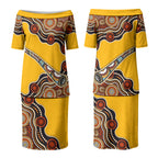 Didgeridoo Couples Matching Puletasi and Hawaiian Shirt Aboriginal Dot Painting Indigenous Traditional Instrument