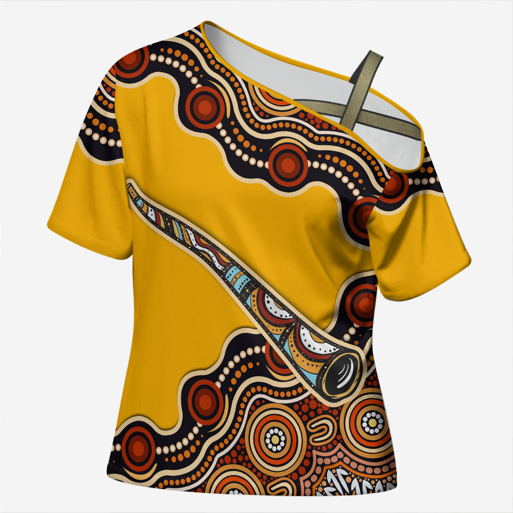 Didgeridoo Cross Shoulder Shirt Aboriginal Dot Painting Indigenous Traditional Instrument