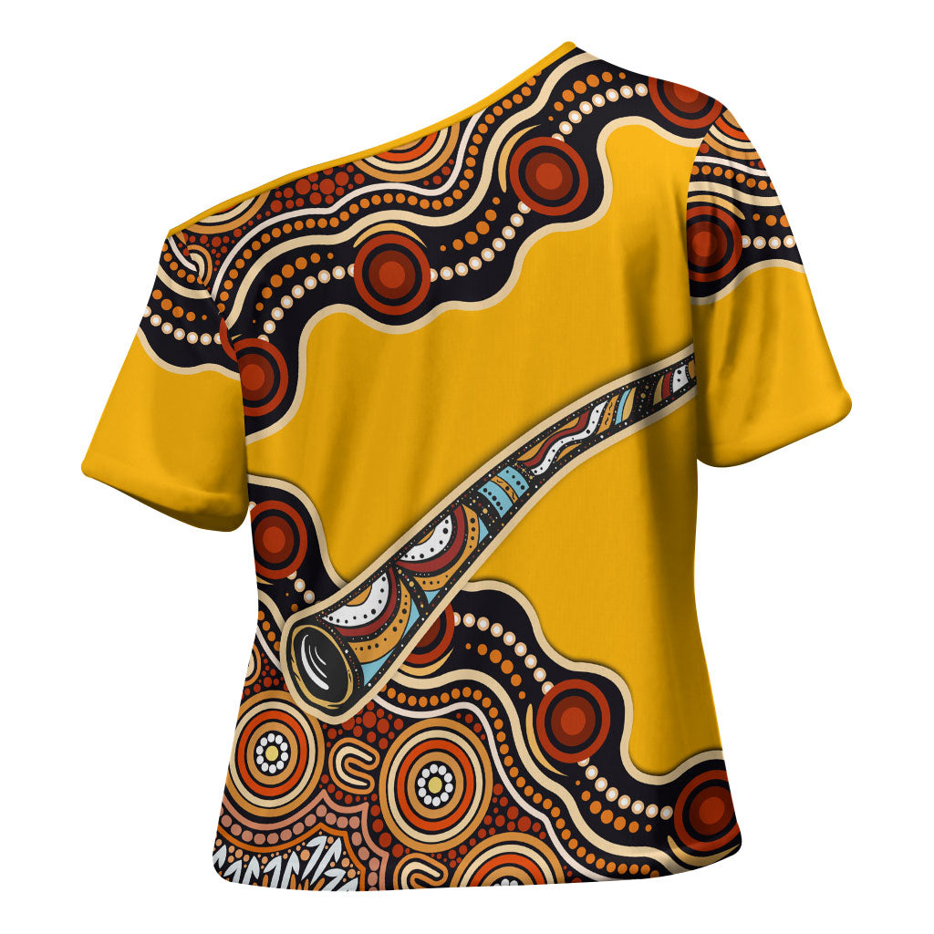Didgeridoo Cross Shoulder Shirt Aboriginal Dot Painting Indigenous Traditional Instrument