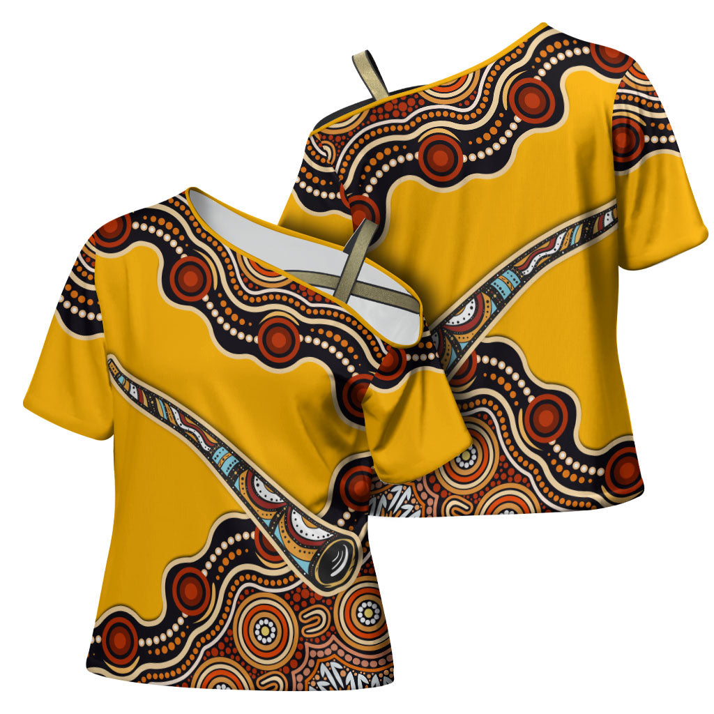 Didgeridoo Cross Shoulder Shirt Aboriginal Dot Painting Indigenous Traditional Instrument
