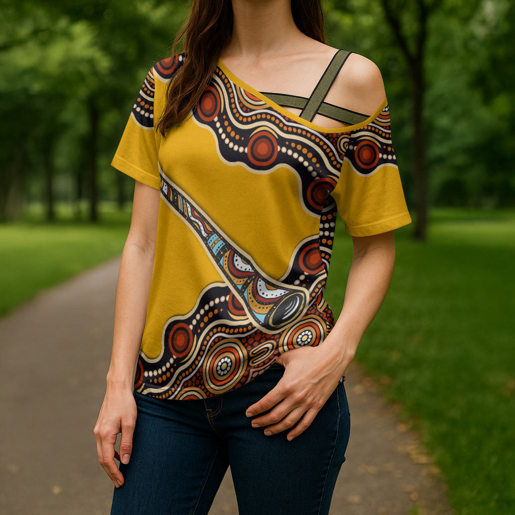 Didgeridoo Cross Shoulder Shirt Aboriginal Dot Painting Indigenous Traditional Instrument