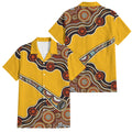 Didgeridoo Family Matching Off Shoulder Maxi Dress and Hawaiian Shirt Aboriginal Dot Painting Indigenous Traditional Instrument