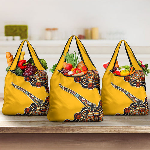 Didgeridoo Grocery Bag Aboriginal Dot Painting Indigenous Traditional Instrument