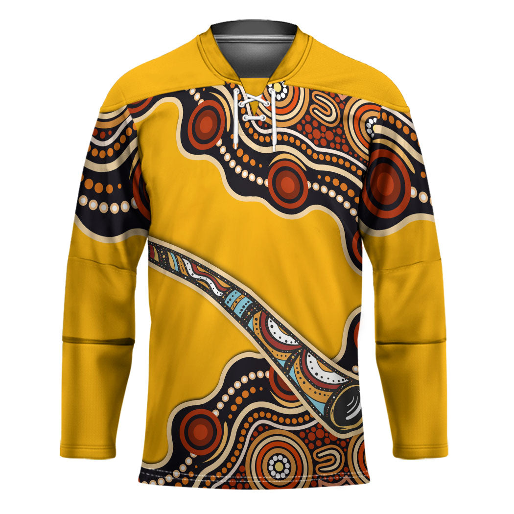 Didgeridoo Hockey Jersey Aboriginal Dot Painting Indigenous Traditional Instrument