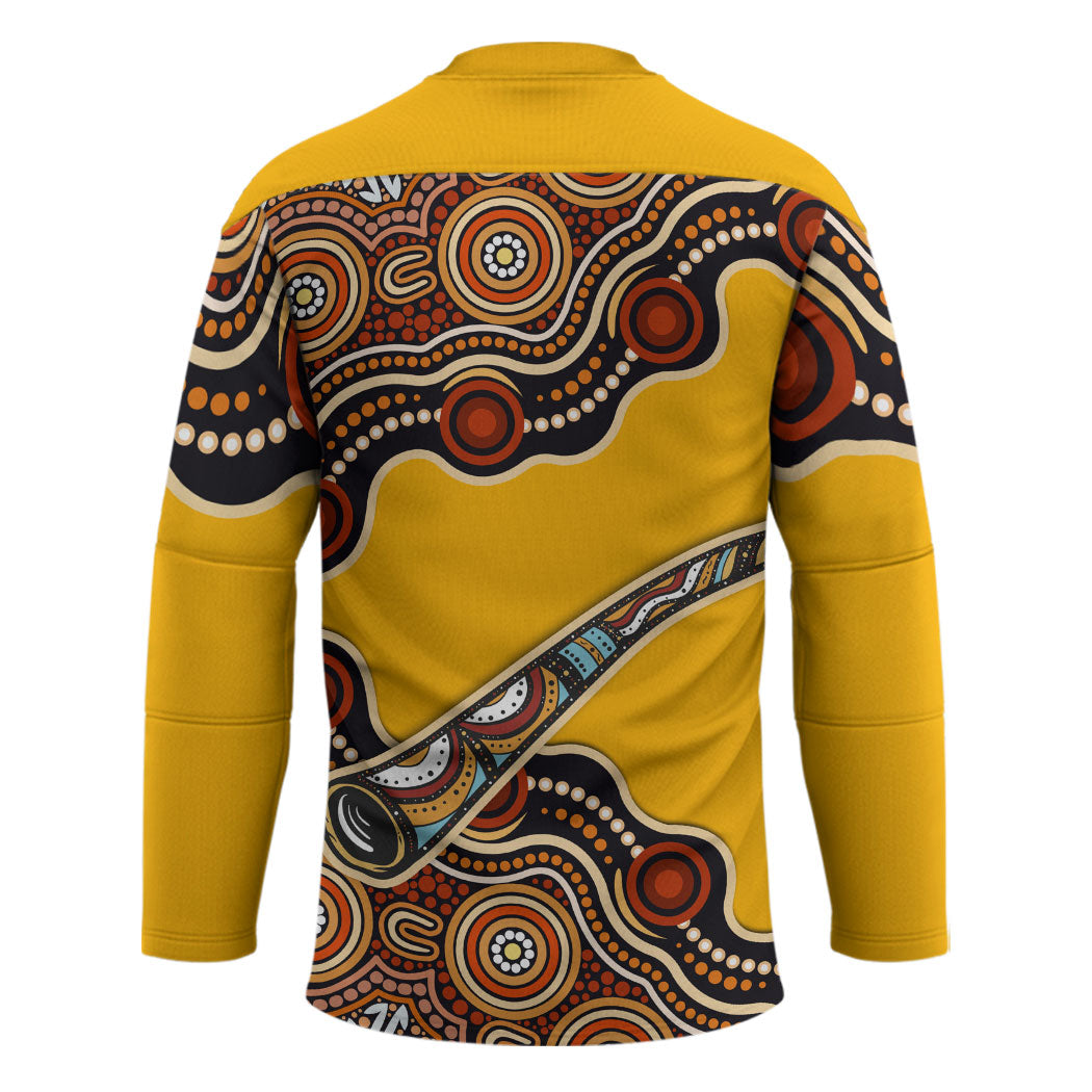 Didgeridoo Hockey Jersey Aboriginal Dot Painting Indigenous Traditional Instrument