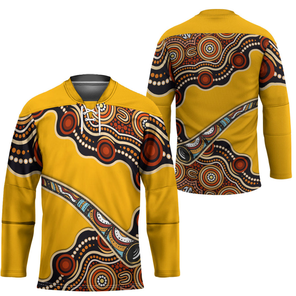 Didgeridoo Hockey Jersey Aboriginal Dot Painting Indigenous Traditional Instrument