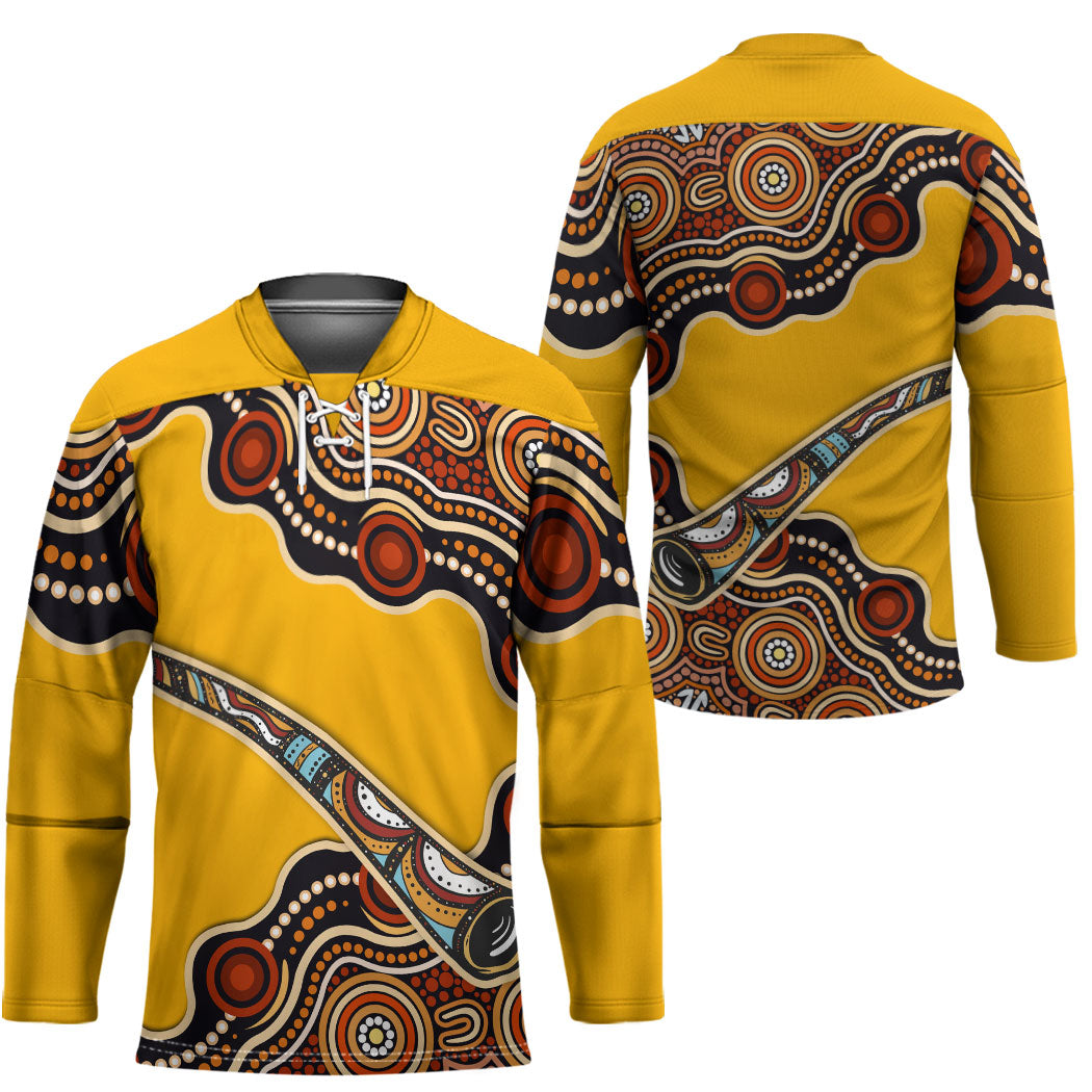 Didgeridoo Hockey Jersey Aboriginal Dot Painting Indigenous Traditional Instrument
