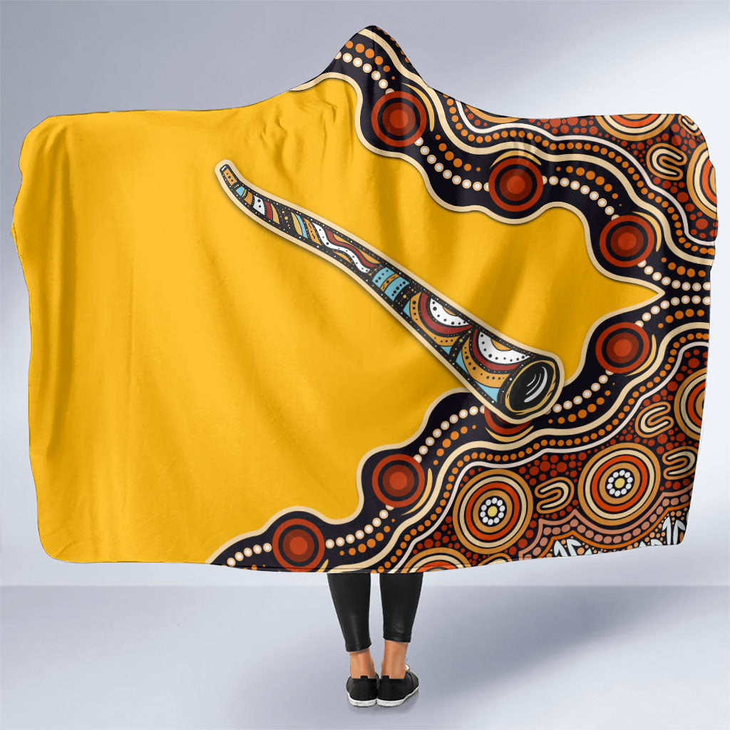 Didgeridoo Hooded Blanket Aboriginal Dot Painting Indigenous Traditional Instrument
