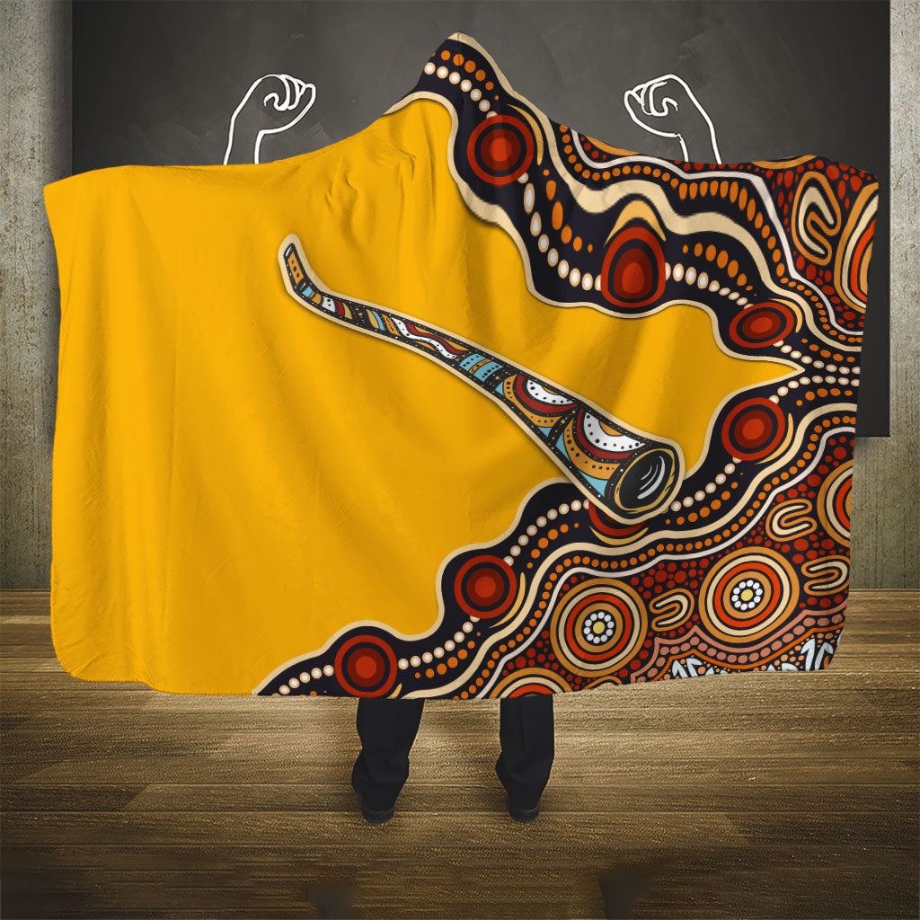 Didgeridoo Hooded Blanket Aboriginal Dot Painting Indigenous Traditional Instrument