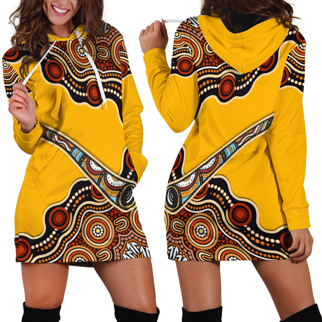 Didgeridoo Hoodie Dress Aboriginal Dot Painting Indigenous Traditional Instrument