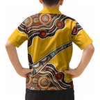 Didgeridoo Kid Hawaiian Shirt Aboriginal Dot Painting Indigenous Traditional Instrument