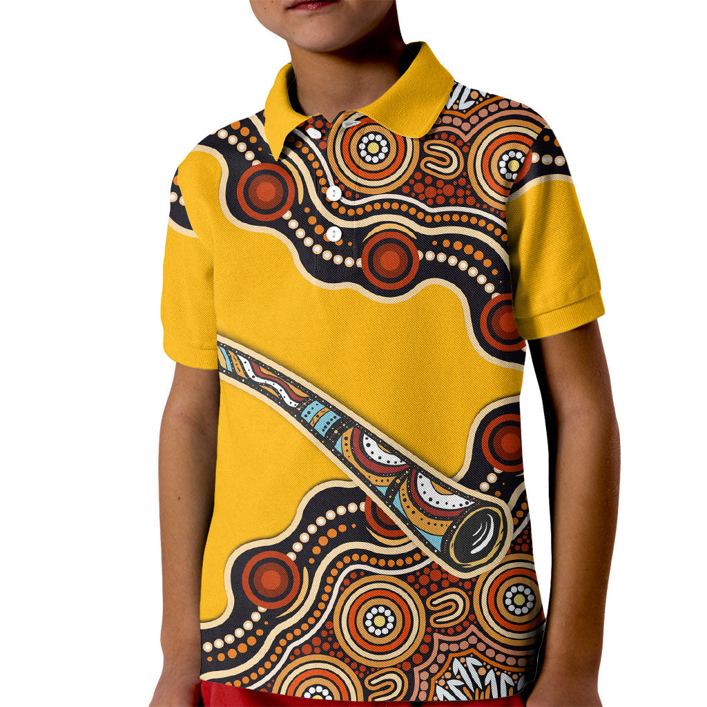 Didgeridoo Kid Polo Shirt Aboriginal Dot Painting Indigenous Traditional Instrument