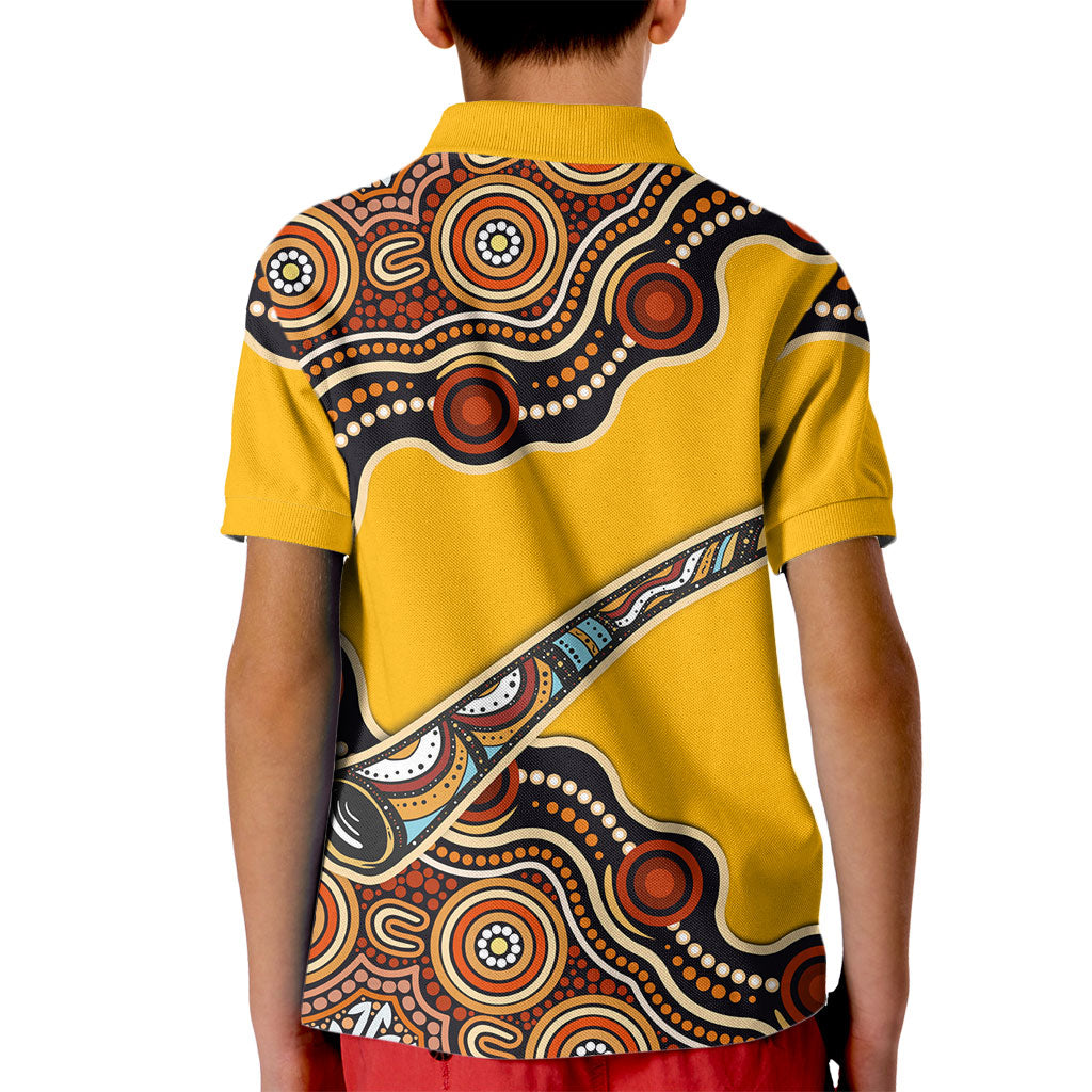 Didgeridoo Kid Polo Shirt Aboriginal Dot Painting Indigenous Traditional Instrument
