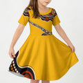 Didgeridoo Kid Short Sleeve Dress Aboriginal Dot Painting Indigenous Traditional Instrument