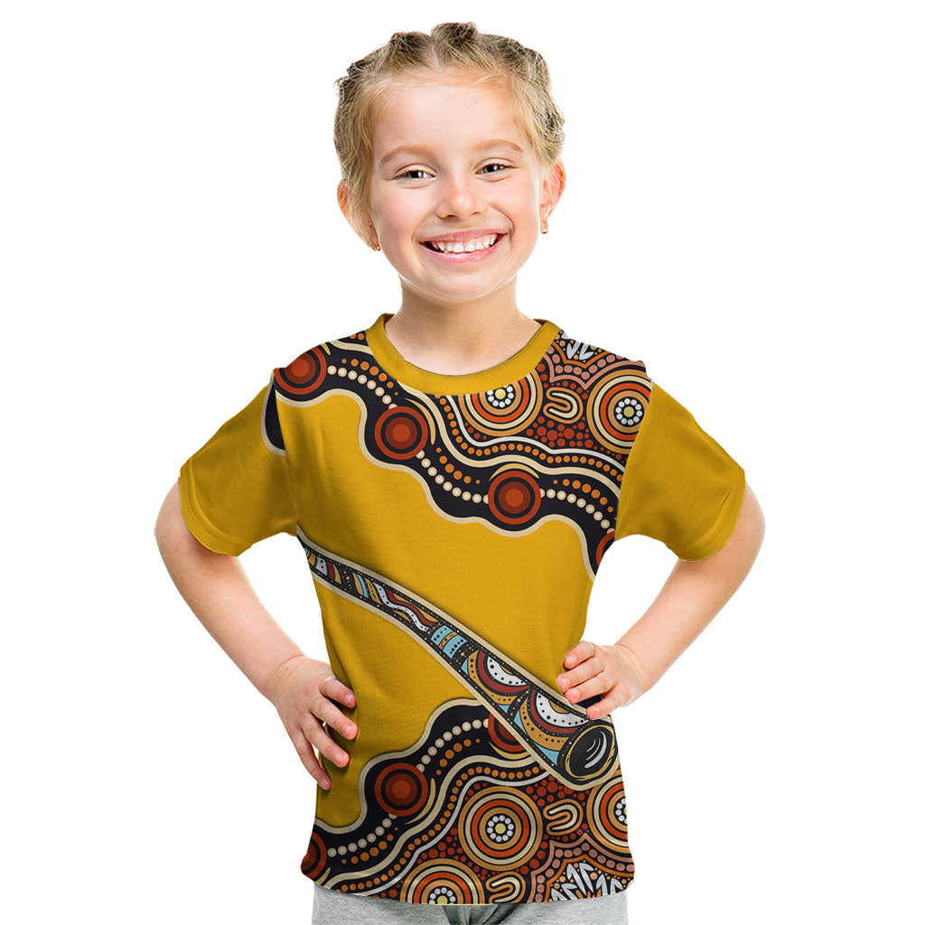 Didgeridoo Kid T Shirt Aboriginal Dot Painting Indigenous Traditional Instrument