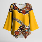 Didgeridoo Kimono Sleeve Blouse Aboriginal Dot Painting Indigenous Traditional Instrument