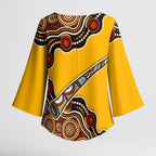 Didgeridoo Kimono Sleeve Blouse Aboriginal Dot Painting Indigenous Traditional Instrument