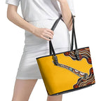 Didgeridoo Leather Tote Bag Aboriginal Dot Painting Indigenous Traditional Instrument