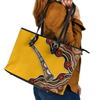 Didgeridoo Leather Tote Bag Aboriginal Dot Painting Indigenous Traditional Instrument