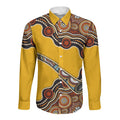 Didgeridoo Long Sleeve Button Shirt Aboriginal Dot Painting Indigenous Traditional Instrument