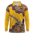 Didgeridoo Long Sleeve Polo Shirt Aboriginal Dot Painting Indigenous Traditional Instrument