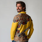 Didgeridoo Long Sleeve Polo Shirt Aboriginal Dot Painting Indigenous Traditional Instrument