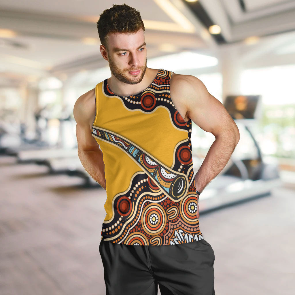 Didgeridoo Men Tank Top Aboriginal Dot Painting Indigenous Traditional Instrument