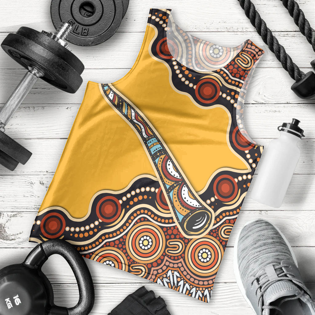 Didgeridoo Men Tank Top Aboriginal Dot Painting Indigenous Traditional Instrument