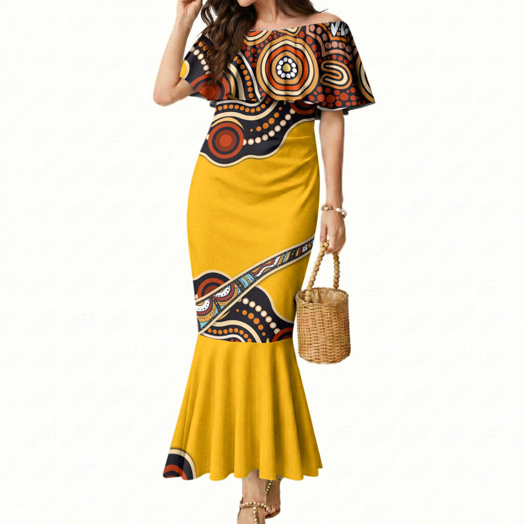 Didgeridoo Mermaid Dress Aboriginal Dot Painting Indigenous Traditional Instrument