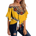 Didgeridoo Off Shoulder Wrap Waist Top Aboriginal Dot Painting Indigenous Traditional Instrument
