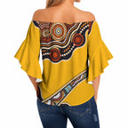 Didgeridoo Off Shoulder Wrap Waist Top Aboriginal Dot Painting Indigenous Traditional Instrument