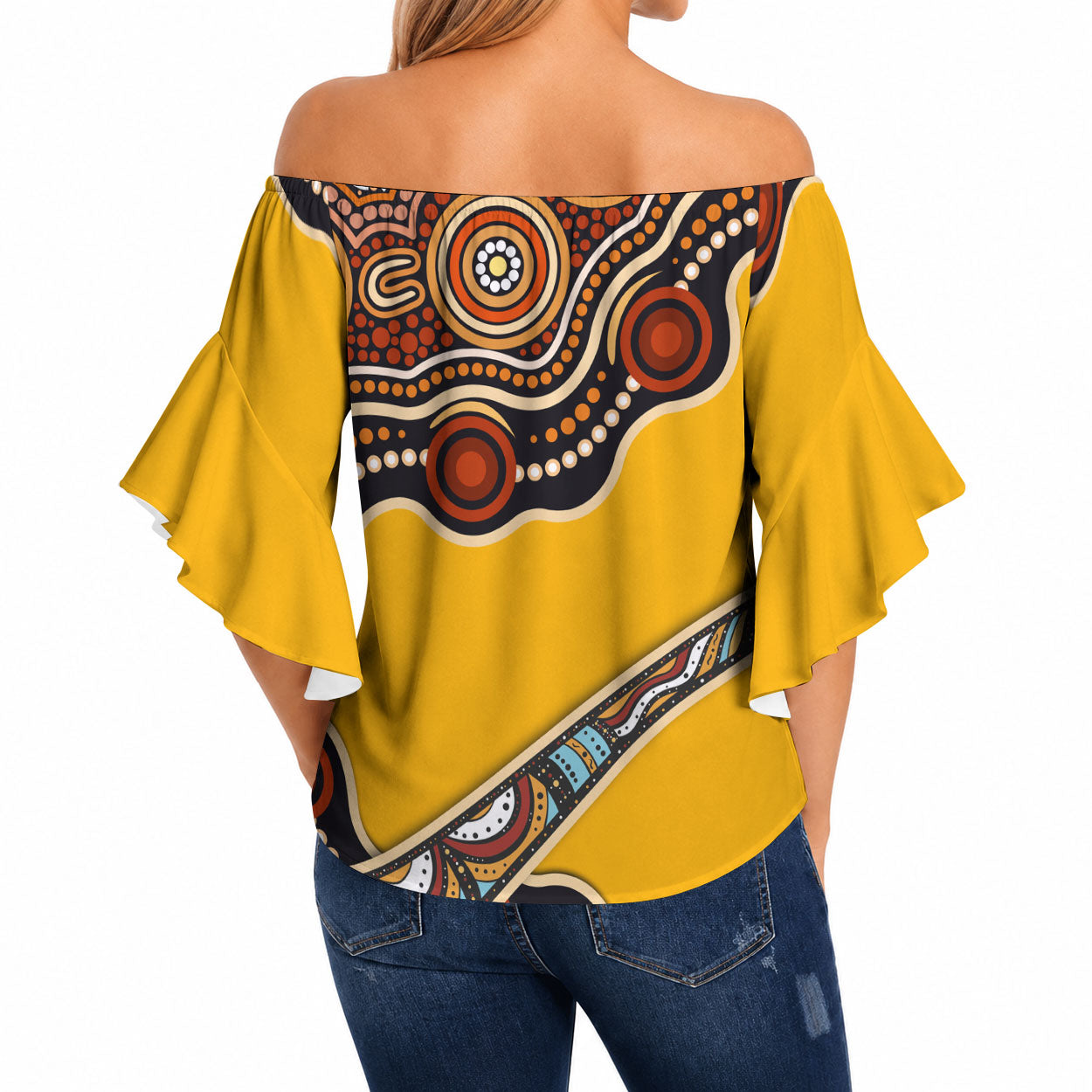 Didgeridoo Off Shoulder Wrap Waist Top Aboriginal Dot Painting Indigenous Traditional Instrument