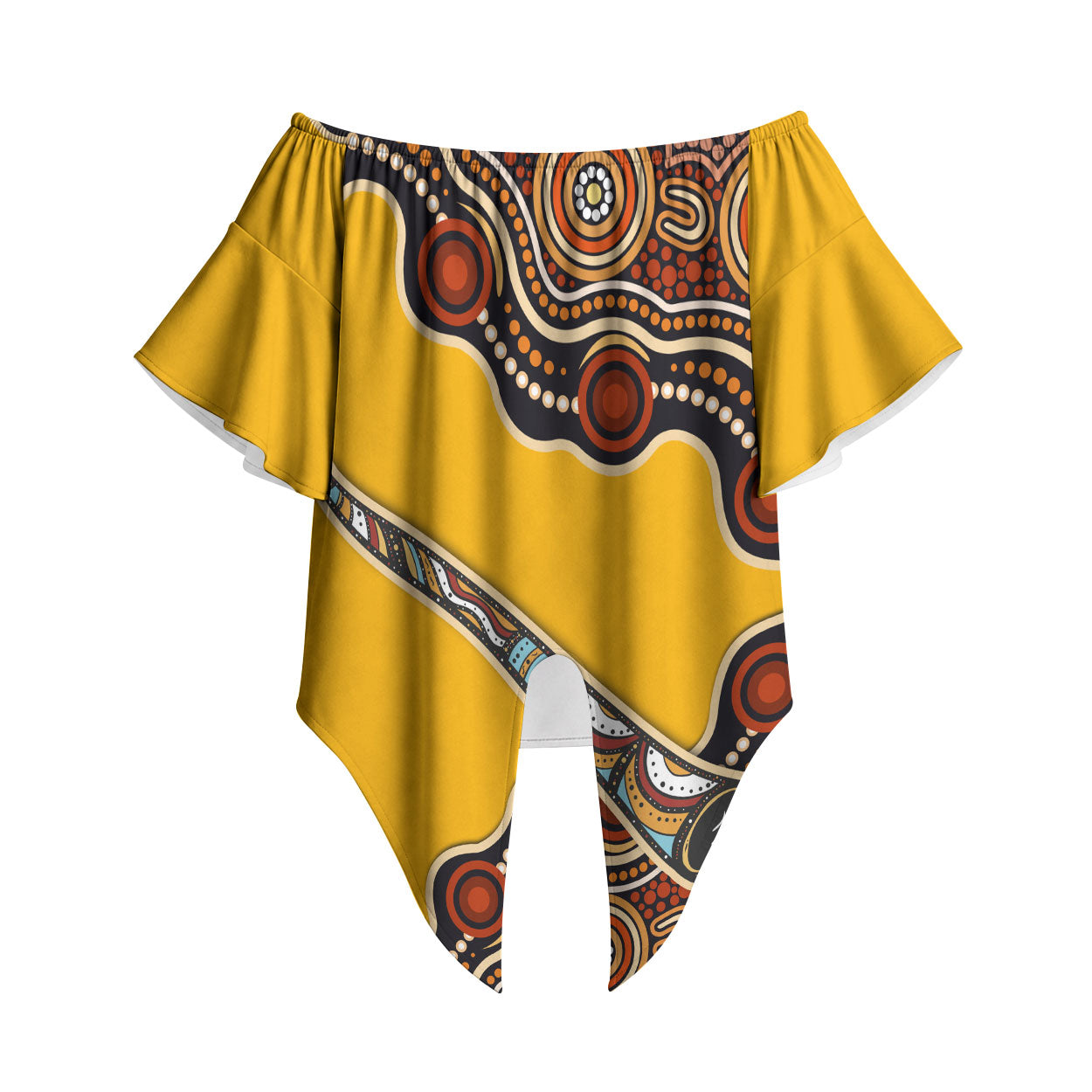 Didgeridoo Off Shoulder Wrap Waist Top Aboriginal Dot Painting Indigenous Traditional Instrument