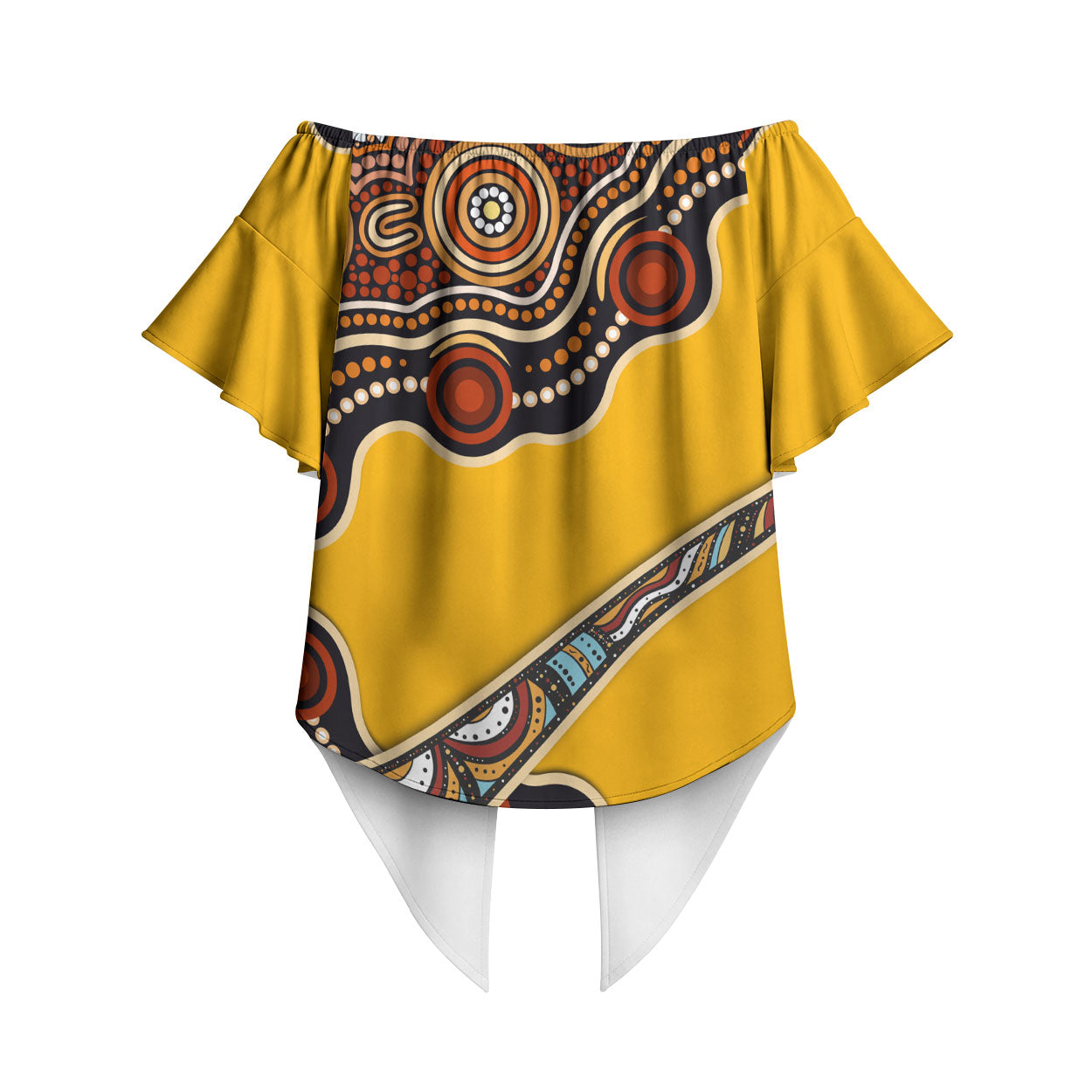 Didgeridoo Off Shoulder Wrap Waist Top Aboriginal Dot Painting Indigenous Traditional Instrument