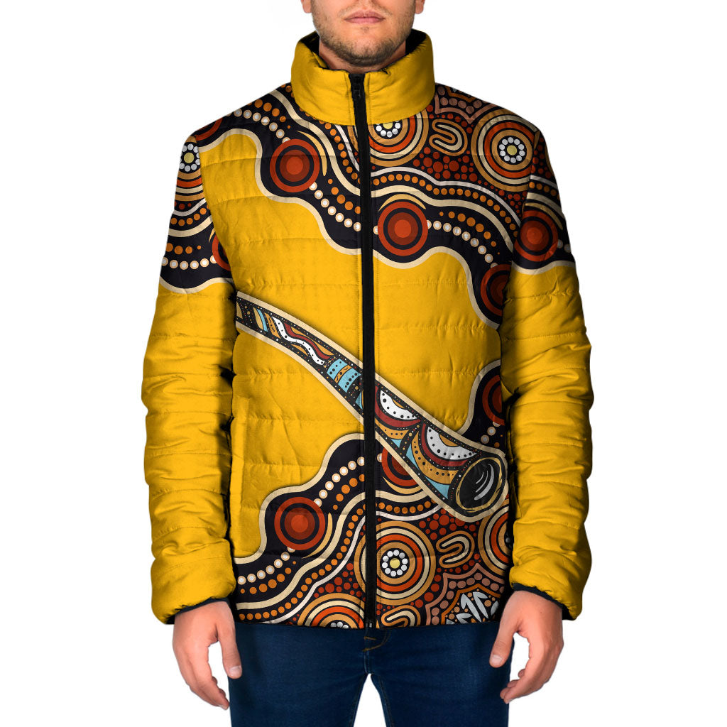 Didgeridoo Padded Jacket Aboriginal Dot Painting Indigenous Traditional Instrument