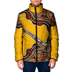 Didgeridoo Padded Jacket Aboriginal Dot Painting Indigenous Traditional Instrument