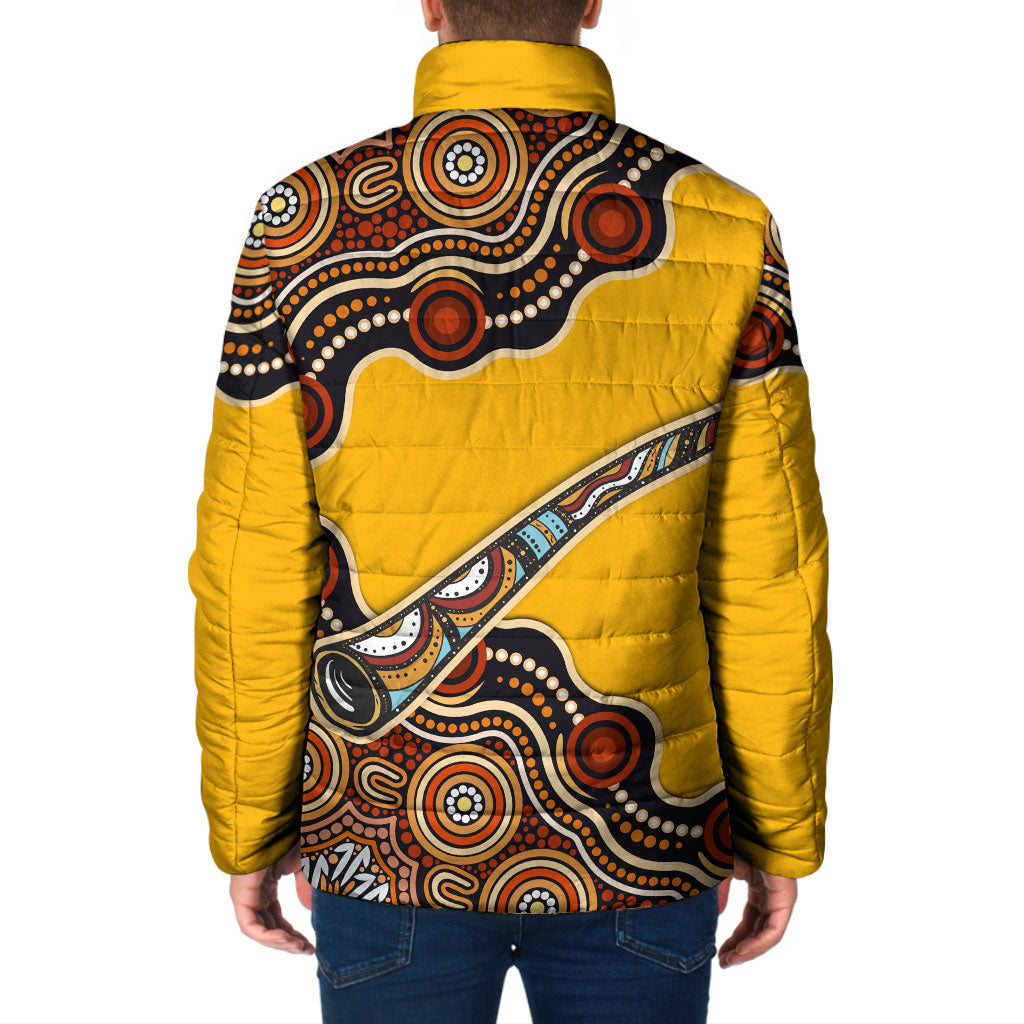 Didgeridoo Padded Jacket Aboriginal Dot Painting Indigenous Traditional Instrument