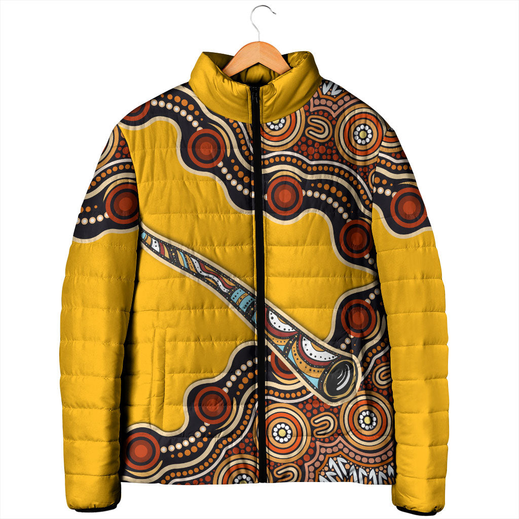 Didgeridoo Padded Jacket Aboriginal Dot Painting Indigenous Traditional Instrument